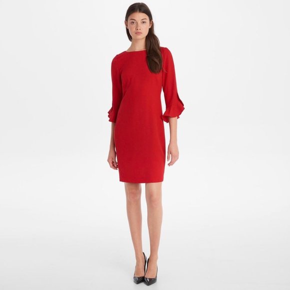 Karl Lagerfeld Red Fitted Knee Length Dress - Picture 3 of 3
